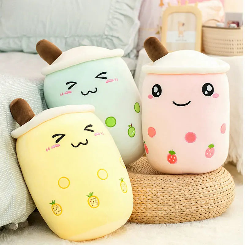 Cute Boba Milk Tea Plushie Toy Soft Stuffed Latte Americano Coffee Taste Milk Tea Hug Pillow Balls Bubo Tea Cup Cushion For Kids