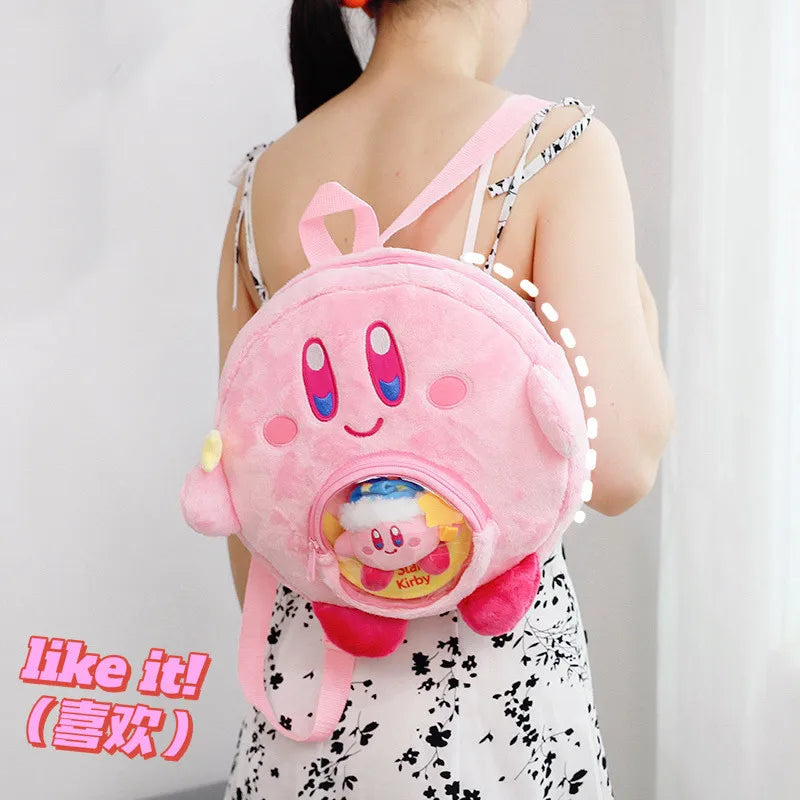 Kawaii Kirby Star Game Peripheral Series Kirby Plush Backpack Pink Backpack Children's Small School Bag Boy Girl Gift