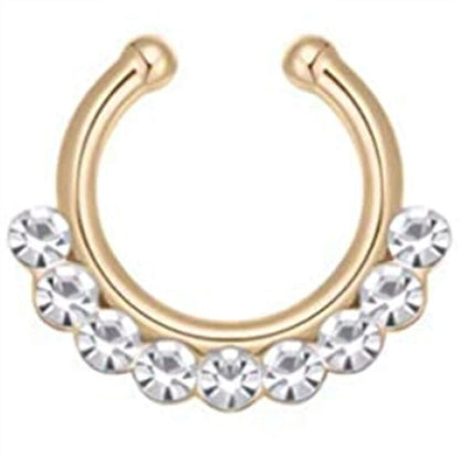 1/2Piece Stainless Stell Fake Nose Ring Septum Piercing Jewelry Crystal Fake Septum Piercing Ring Bulk Faux Nose Piercing Lot