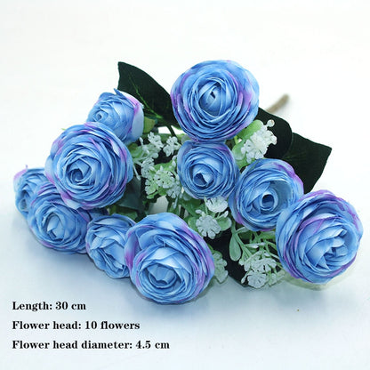 Blue variety autumn fake tea rose peony silk flower autumn gerbera daisy fake flower plastic DIY wedding home accessories