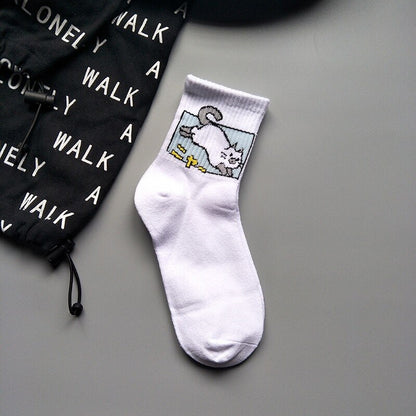 Women Ins Cartoon Patterned Short Funny Socks Cute Animal Dinosaur Socks For Ladies Funny Japan College Wind Concise Socks