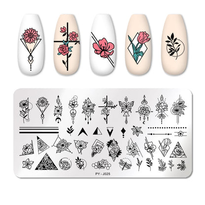 PICT YOU Rose Flower Nail Stamping Plates  Line Pictures Nail Art Plate Stamp Template Marble Leaves Image Printing Plates Tools