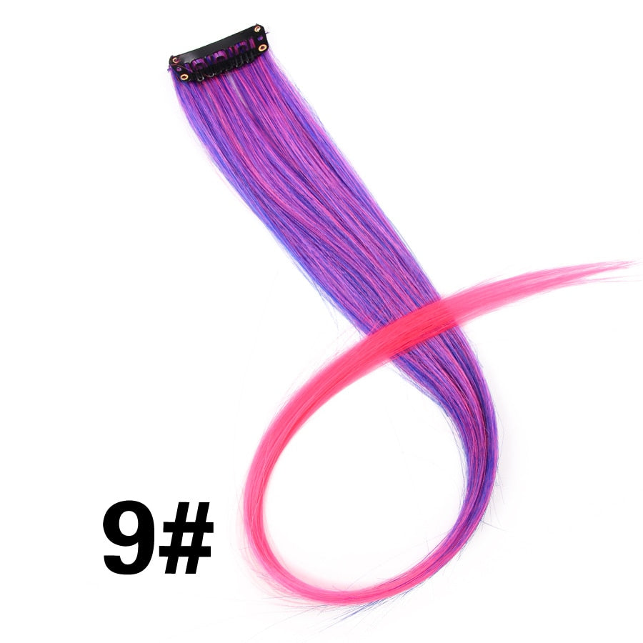 Alileader Clip On Hair Extension 57Color Ombre Straight Hair Extension Clip In Hairpieces High Temperature Faber Hair Pieces