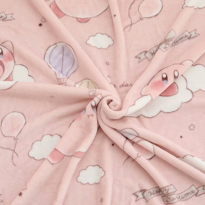 Kawaii Kirby Pink Video Game Pattern Blanket Plush Pillowcase Household Items Home Decoration Birthday Holiday Surprise Gift