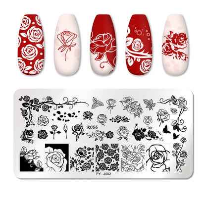 PICT YOU Rose Flower Nail Stamping Plates  Line Pictures Nail Art Plate Stamp Template Marble Leaves Image Printing Plates Tools