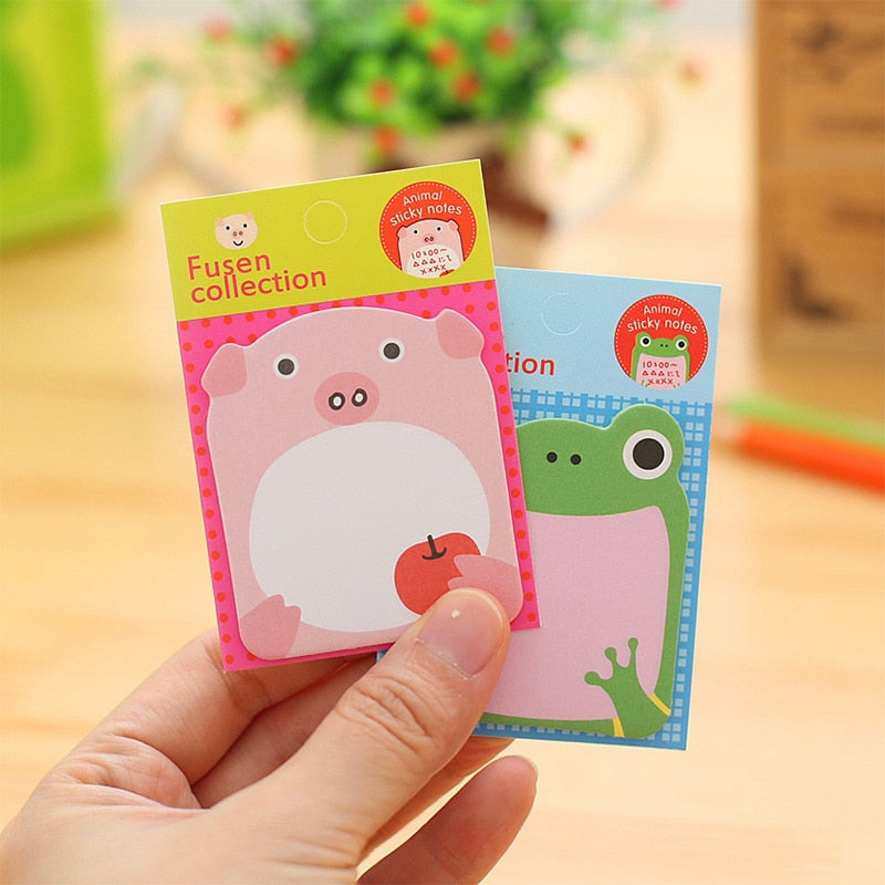 50 PCs Creative Cartoon Cute Animal Sticky Notes Removable Notes Message Sticker Student Stationery Sticky Notes School Supplies