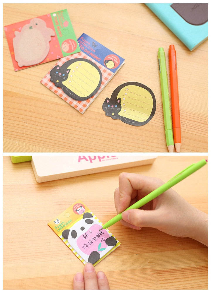 50 PCs Creative Cartoon Cute Animal Sticky Notes Removable Notes Message Sticker Student Stationery Sticky Notes School Supplies