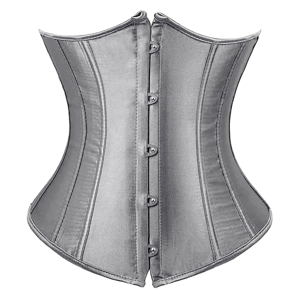Underbust Corset Women's Underwear Waist Slimming Body Shaper Corset Top for Women Steampunk Lace-up Corset Belt White