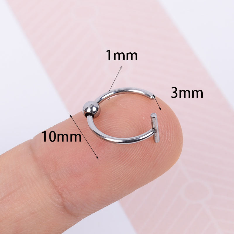 New Punk 8/10mm Titanium Steel Lip Rings Cuff Clip on Fake Labret Piercing Ear Nose Hoops Unisex Women Septum Body Jewelry