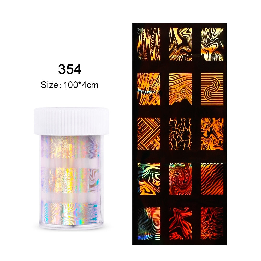 4*100cm/Roll Holographic Nail Foil Flame Dandelion Panda Bamboo Holo Nail Art Transfer Sticker Water Slide Nail Art Decals