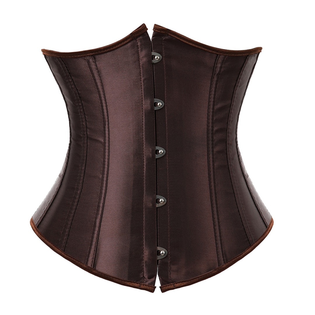 Underbust Corset Women's Underwear Waist Slimming Body Shaper Corset Top for Women Steampunk Lace-up Corset Belt White