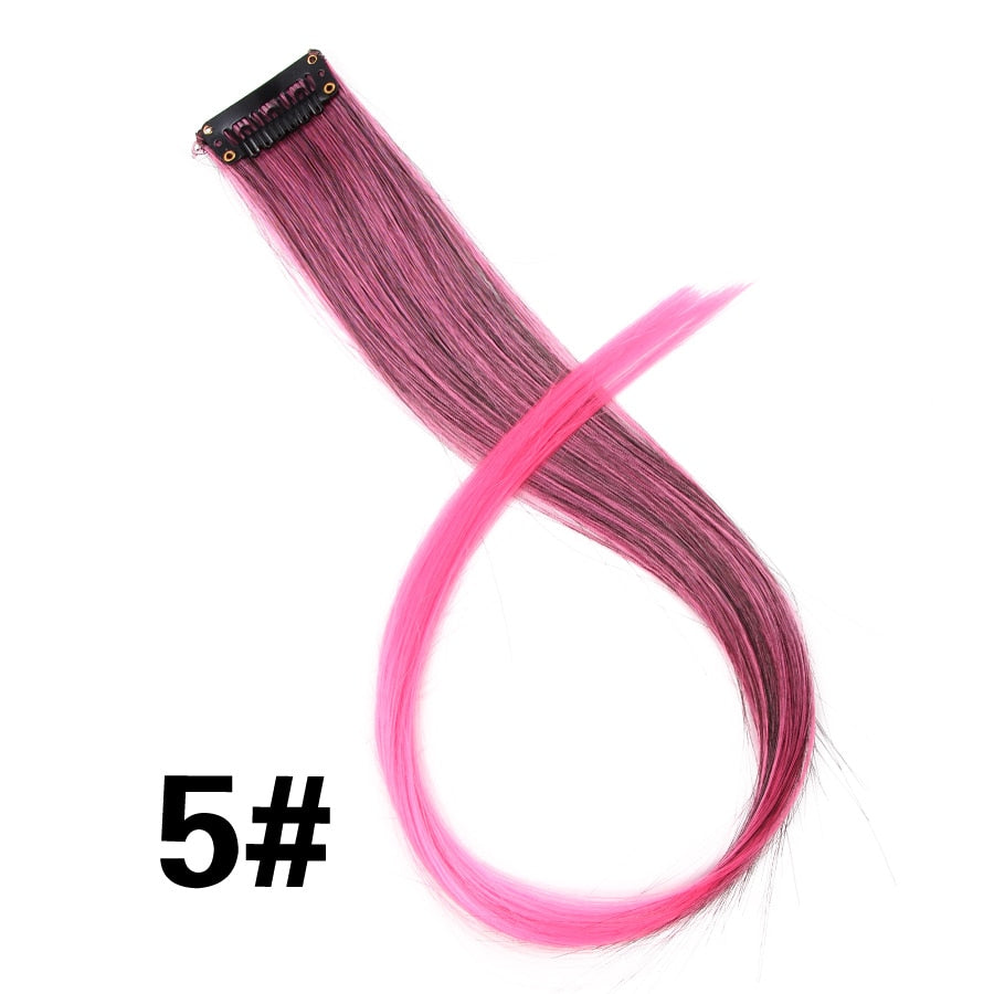 Alileader Clip On Hair Extension 57Color Ombre Straight Hair Extension Clip In Hairpieces High Temperature Faber Hair Pieces