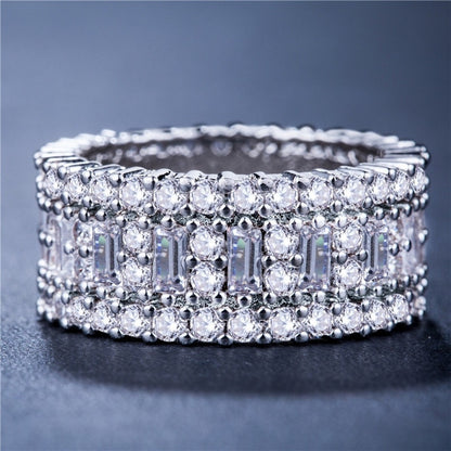 FDLK   2Pcs Bridal Set Elegant Rings for Women Wedding Engagement Fashion Jewelry With Full Shiny Cubic Zircon Female Ring