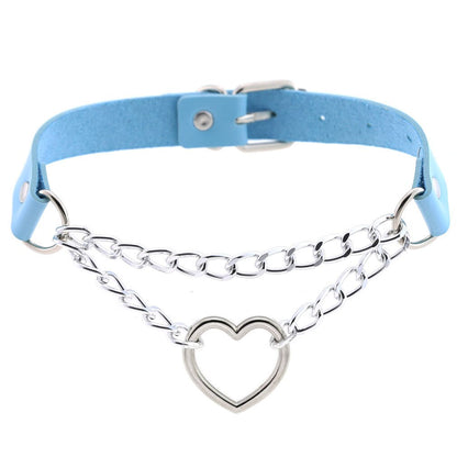 Pastel Goth Choker Heart Collar For Girl Cosplay Harajuku Necklace Neck Strap Chocker Kawaii Pink  Aesthetic Accessories