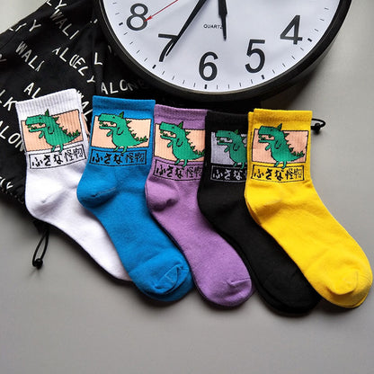 Women Ins Cartoon Patterned Short Funny Socks Cute Animal Dinosaur Socks For Ladies Funny Japan College Wind Concise Socks