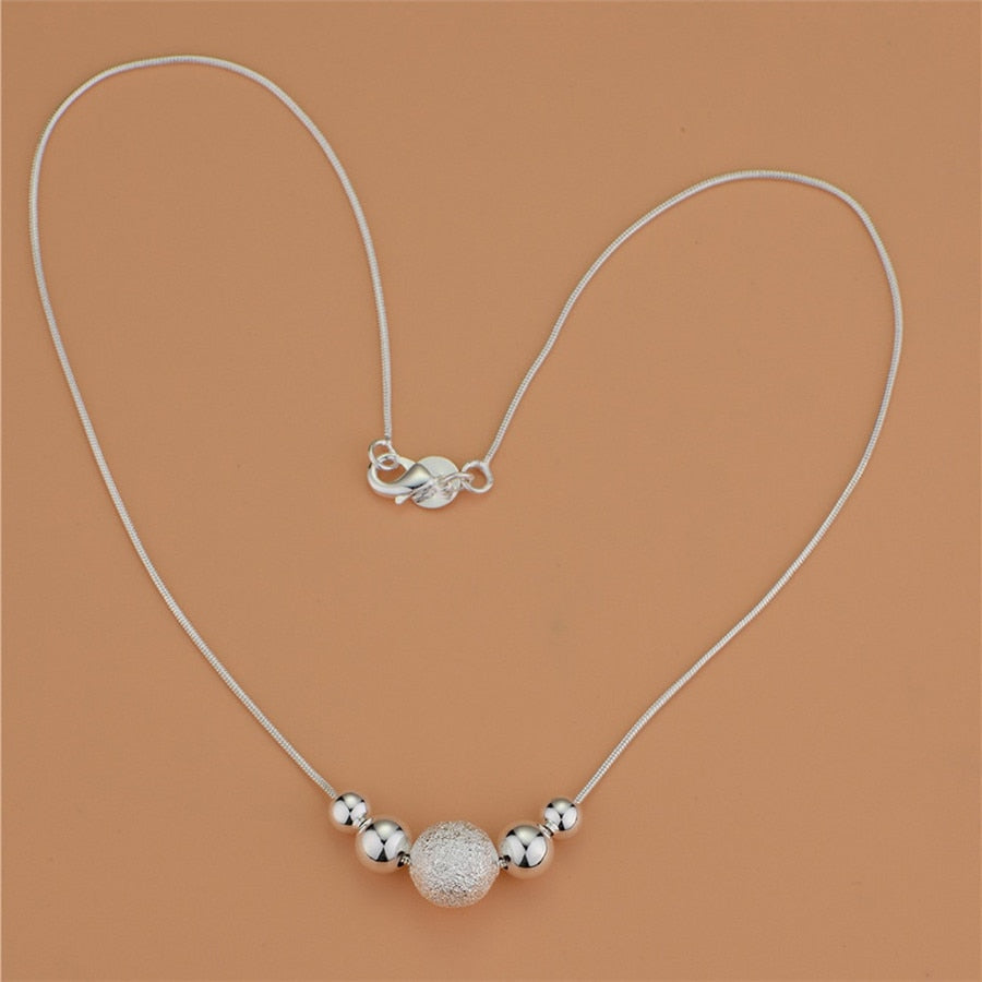 Charms Wedding Party Silver Color Cute Lady Bead Women Necklace Jewelry Silver Jewelry Fashion Cute Beads Chain Necklace