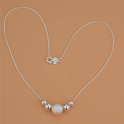 Charms Wedding Party Silver Color Cute Lady Bead Women Necklace Jewelry Silver Jewelry Fashion Cute Beads Chain Necklace