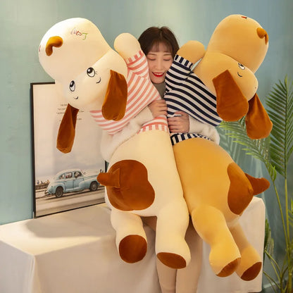 50-130cm New Soft Body Couple Striped Big Dog Doll Stuffed    Animal Home Decoration Sofa Pillow Children Girl Holiday Gift Toys