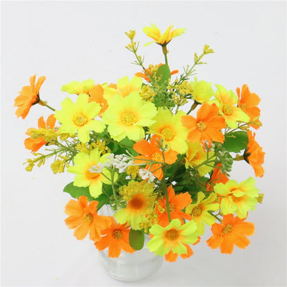 One Bouquet 7 Branch 28 Heads Cute Silk Daisy Artificial Decorative Flower DIY Wedding Flower Bouquet Home Room Table Decoration