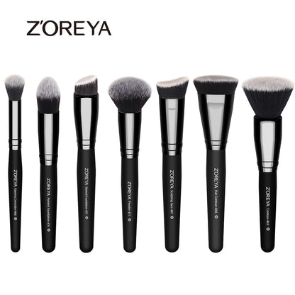 ZOREYA Black Makeup Brushes Set Eye Face Cosmetic Foundation Powder Blush Eyeshadow Kabuki Blending Make up Brush Beauty Tool