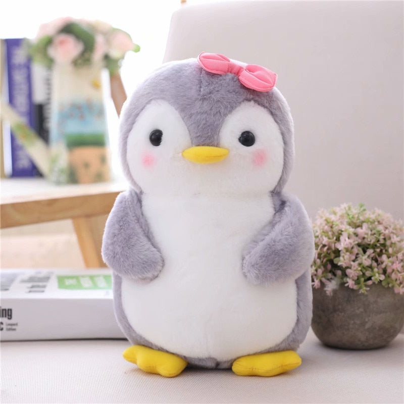 25cm 45cm cute plush penguin toy grey stuffed animal soft doll hold penguin watermelon banana kids toys birthday gift for child