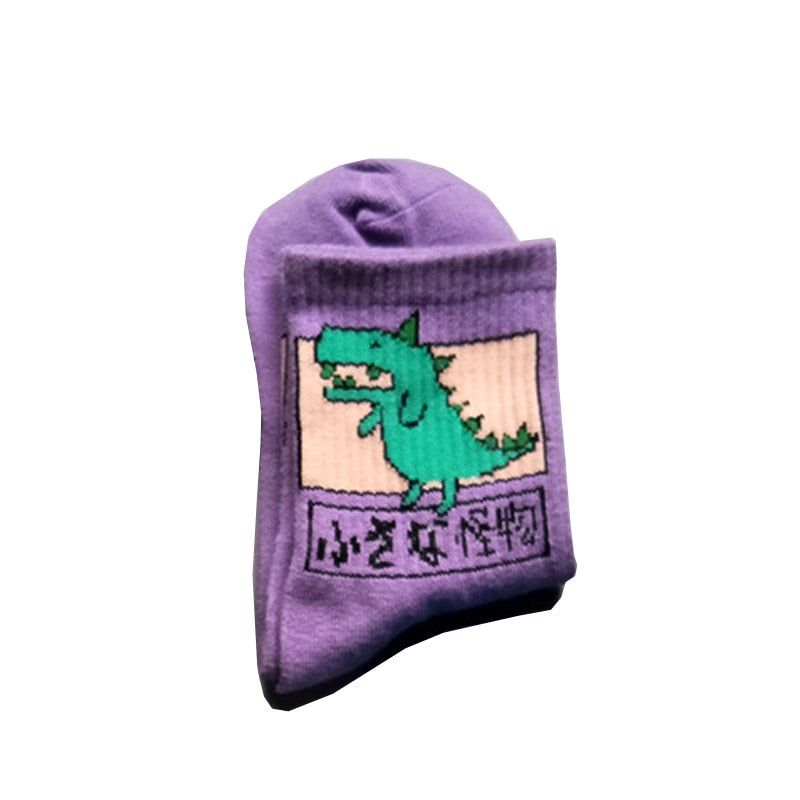 Women Ins Cartoon Patterned Short Funny Socks Cute Animal Dinosaur Socks For Ladies Funny Japan College Wind Concise Socks