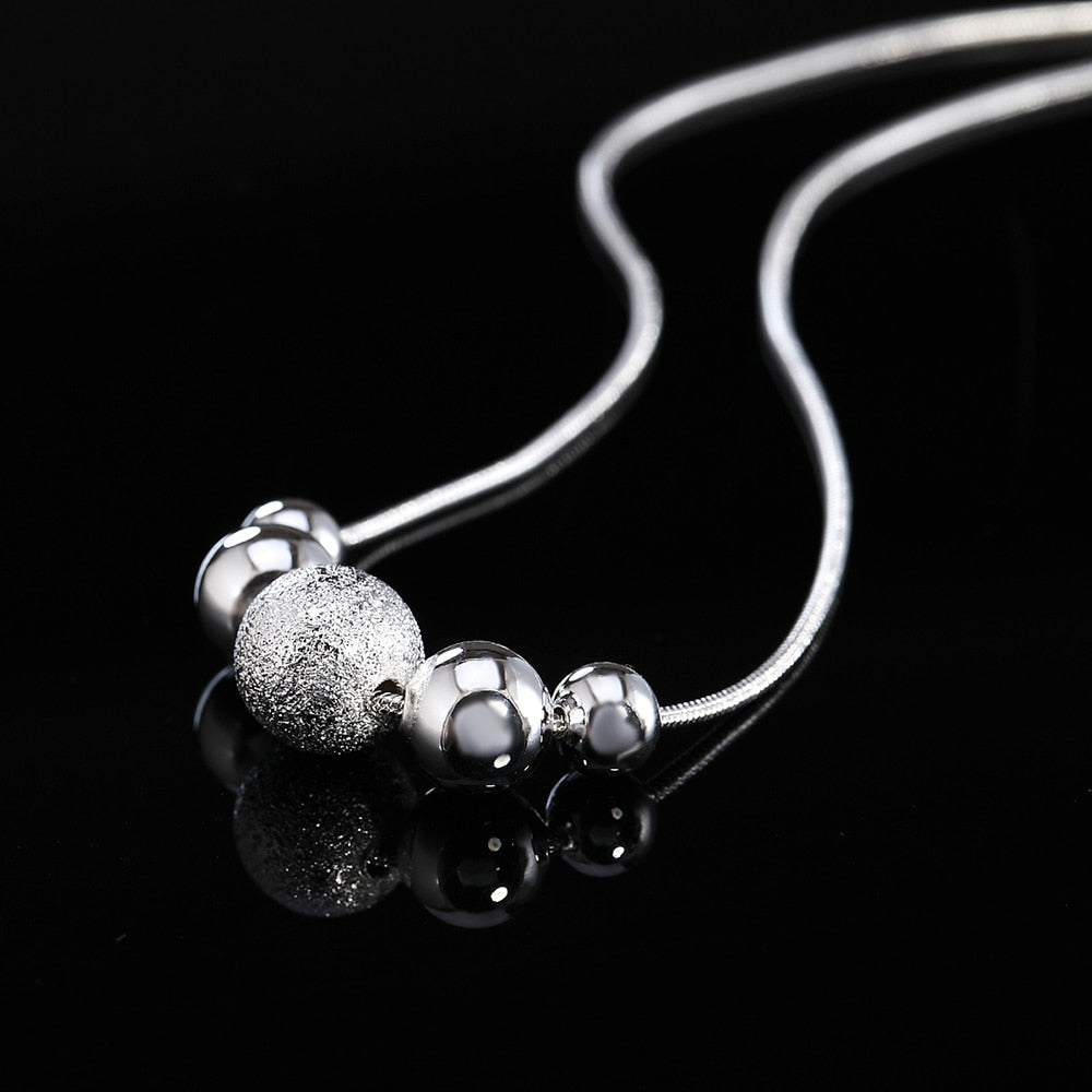 Charms Wedding Party Silver Color Cute Lady Bead Women Necklace Jewelry Silver Jewelry Fashion Cute Beads Chain Necklace