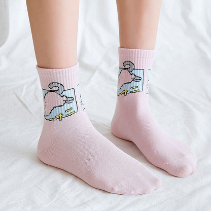 SP&CITY New Colored Cartoon Animal Short Socks Women Dinosaur Cute Ankle Harajuku Socks Low Printed Funny Socks Patterned Kawaii