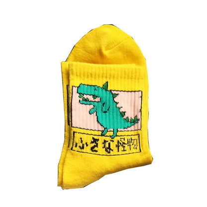 Women Ins Cartoon Patterned Short Funny Socks Cute Animal Dinosaur Socks For Ladies Funny Japan College Wind Concise Socks