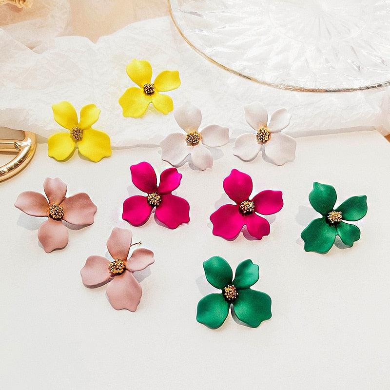 Korean Style Cute Flower Earrings For Women New Fashion Sweet Earrings Woman Brinco Wholesale Jewelry Colorful Earrings