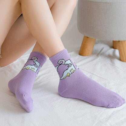 SP&CITY New Colored Cartoon Animal Short Socks Women Dinosaur Cute Ankle Harajuku Socks Low Printed Funny Socks Patterned Kawaii