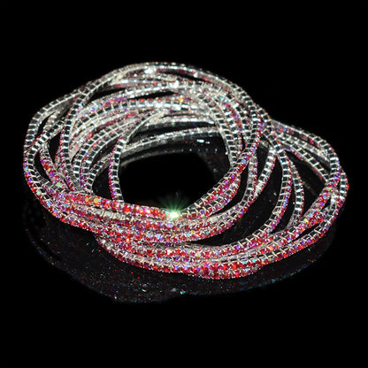 10 Pieces of Ladies Transparent Shiny Crystal Bracelet 27 Colors Full Rhinestone Elastic Bracelet Women Wristband Bracelet Gift