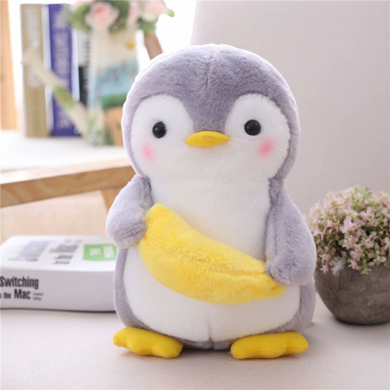 25cm 45cm cute plush penguin toy grey stuffed animal soft doll hold penguin watermelon banana kids toys birthday gift for child