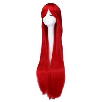 Long Straight Cosplay Wig Black Purple Black Red Pink Blue Dark Brown 100 Cm Synthetic Hair Wigs