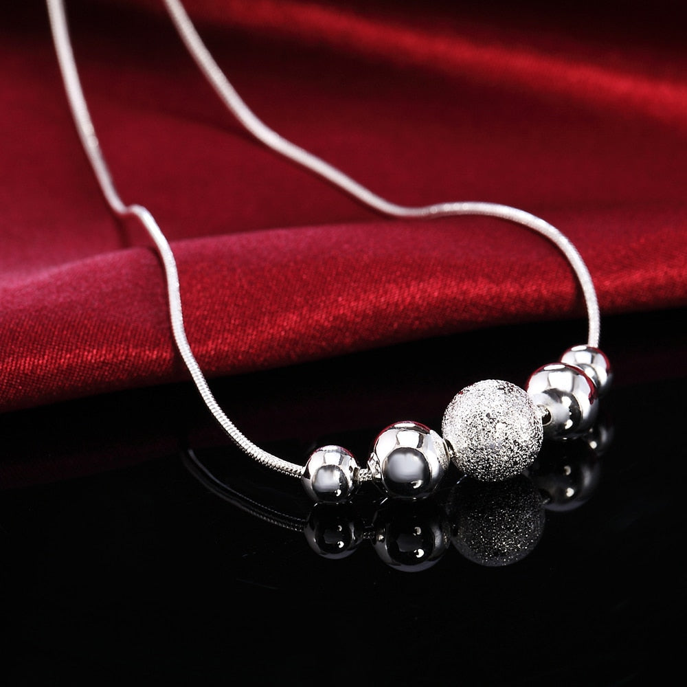 Charms Wedding Party Silver Color Cute Lady Bead Women Necklace Jewelry Silver Jewelry Fashion Cute Beads Chain Necklace