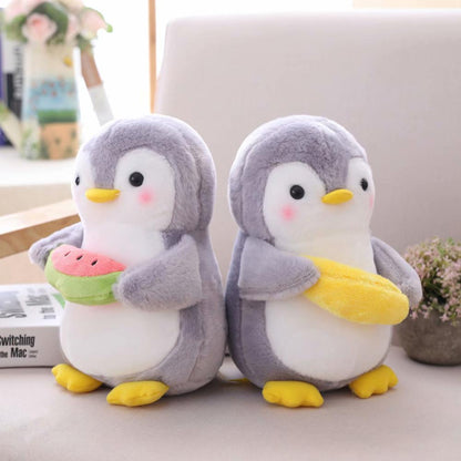 25cm 45cm cute plush penguin toy grey stuffed animal soft doll hold penguin watermelon banana kids toys birthday gift for child