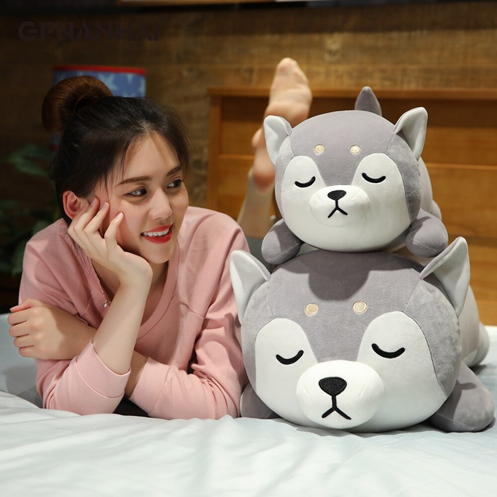 35-75CM Cute Corgi & Shiba Inu Dog Plush Toys kawaii Lying Husky Pillow Stuffed Soft Animal Dolls Children Baby Gift