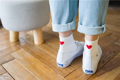 Women Socks 1 Pair Long Girls Cotton Colorful Novelty Women Fashion Heart Cute Lady Ankle Socks Korea Style Breathable Sweet