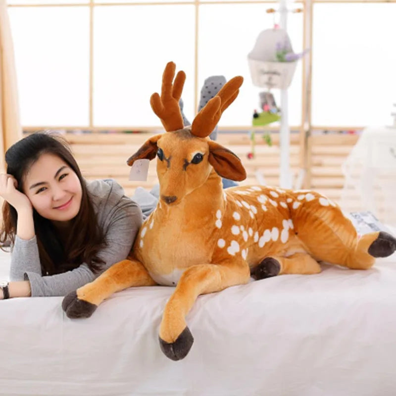 Giant Deer Plush Toy Lifelike Sika Deer Toy Real Life Stuffed  Animals Toys for Children Home Decor