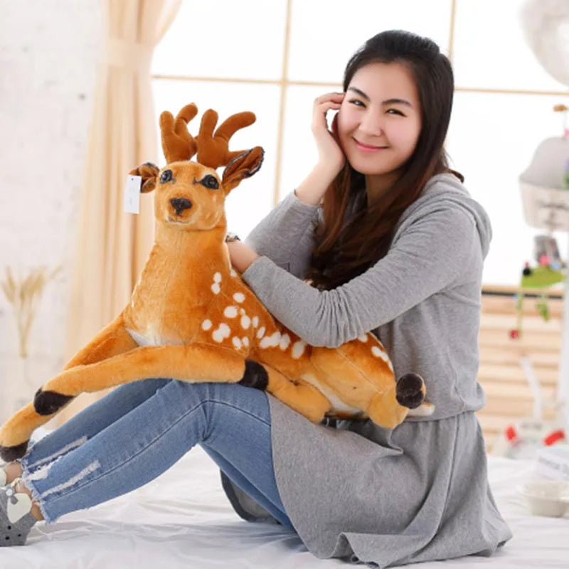 Giant Deer Plush Toy Lifelike Sika Deer Toy Real Life Stuffed  Animals Toys for Children Home Decor