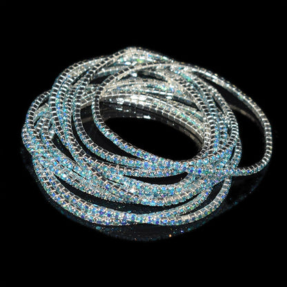 10 Pieces of Ladies Transparent Shiny Crystal Bracelet 27 Colors Full Rhinestone Elastic Bracelet Women Wristband Bracelet Gift