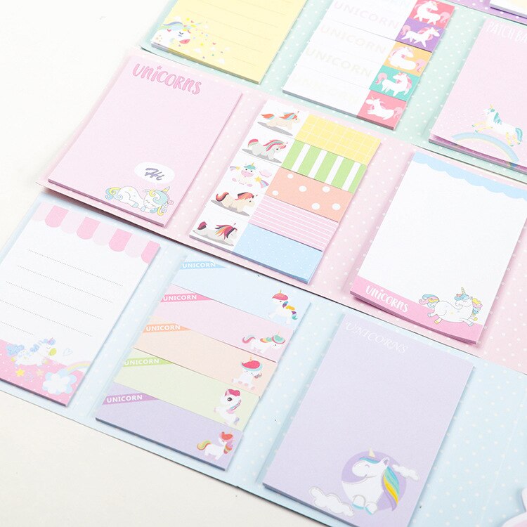 Cute cartoon Unicorn 6 Folding Memo Pad laser N Times Sticky Notes Memo Notepad Bookmark Gift Stationery