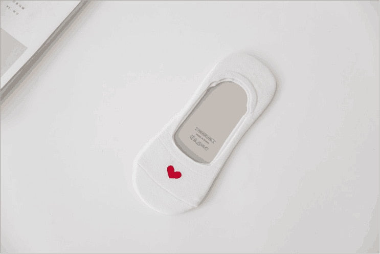 5 paires New Product Woman Socks  Love heart Socks Silica Gel Non-slip Boat Socks Low Help Shallow Mouth