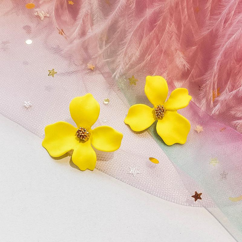 Korean Style Cute Flower Earrings For Women New Fashion Sweet Earrings Woman Brinco Wholesale Jewelry Colorful Earrings