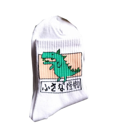 Women Ins Cartoon Patterned Short Funny Socks Cute Animal Dinosaur Socks For Ladies Funny Japan College Wind Concise Socks