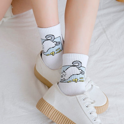 SP&CITY New Colored Cartoon Animal Short Socks Women Dinosaur Cute Ankle Harajuku Socks Low Printed Funny Socks Patterned Kawaii