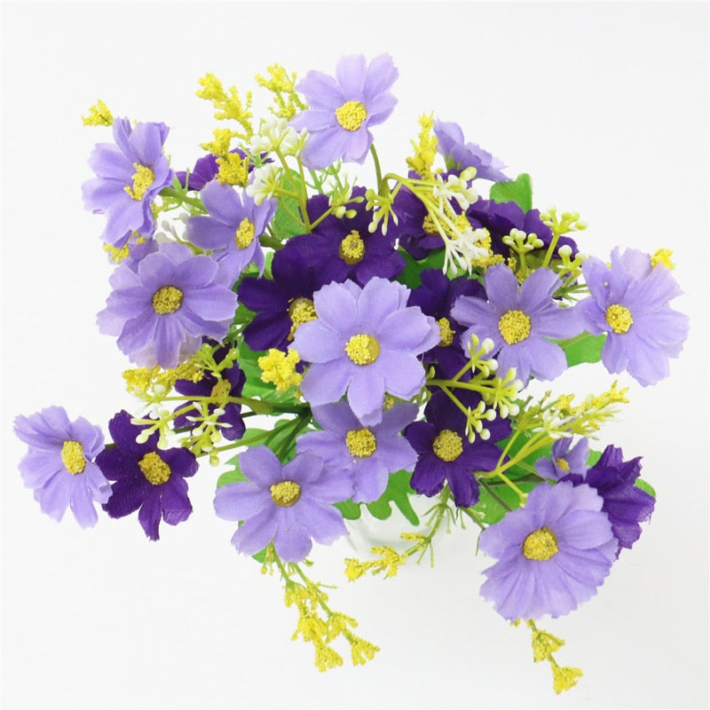 One Bouquet 7 Branch 28 Heads Cute Silk Daisy Artificial Decorative Flower DIY Wedding Flower Bouquet Home Room Table Decoration