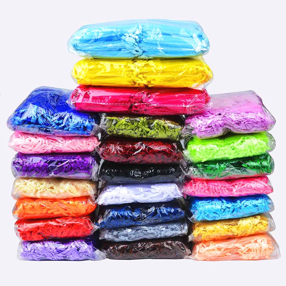 100pcs 24 Colors Jewelry Packaging Bag 5*7 7*9 9*12 10*15cm Organza Bags Gift Storage Wedding Drawstring Pouches Wholesales