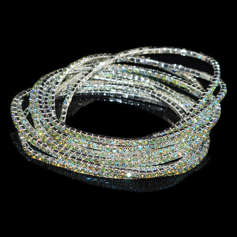 10 Pieces of Ladies Transparent Shiny Crystal Bracelet 27 Colors Full Rhinestone Elastic Bracelet Women Wristband Bracelet Gift