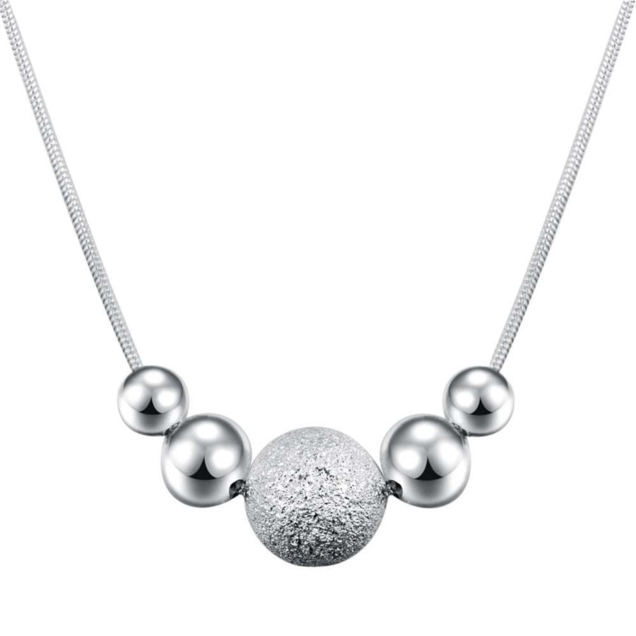 Charms Wedding Party Silver Color Cute Lady Bead Women Necklace Jewelry Silver Jewelry Fashion Cute Beads Chain Necklace